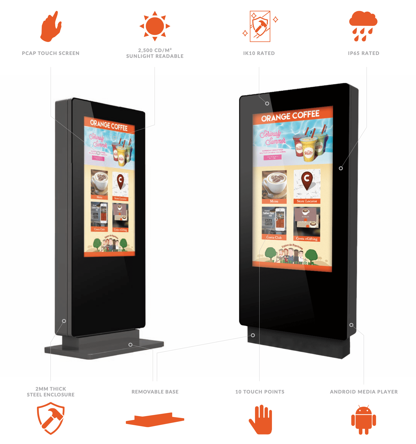 65" FREESTANDING PCAP OUTDOOR TOUCH SCREEN POSTER