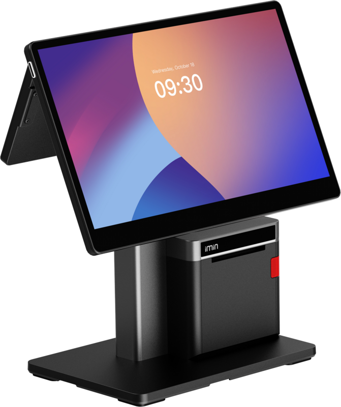 IMIN SWAN 2 PRO (PRINTER) ANDROID 15 8-CORE, 2.0GHZ CORE BOARD 15.6"FHD+10.1"HD WIFI6 BT NFC 80MM PRINTER GMS 4GB+64GB BLACK