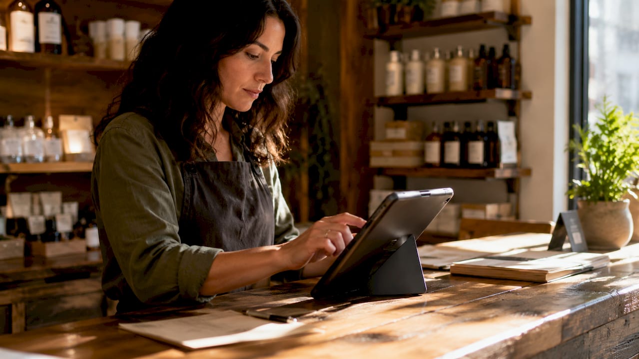 Retail manager using cloud POS tablet