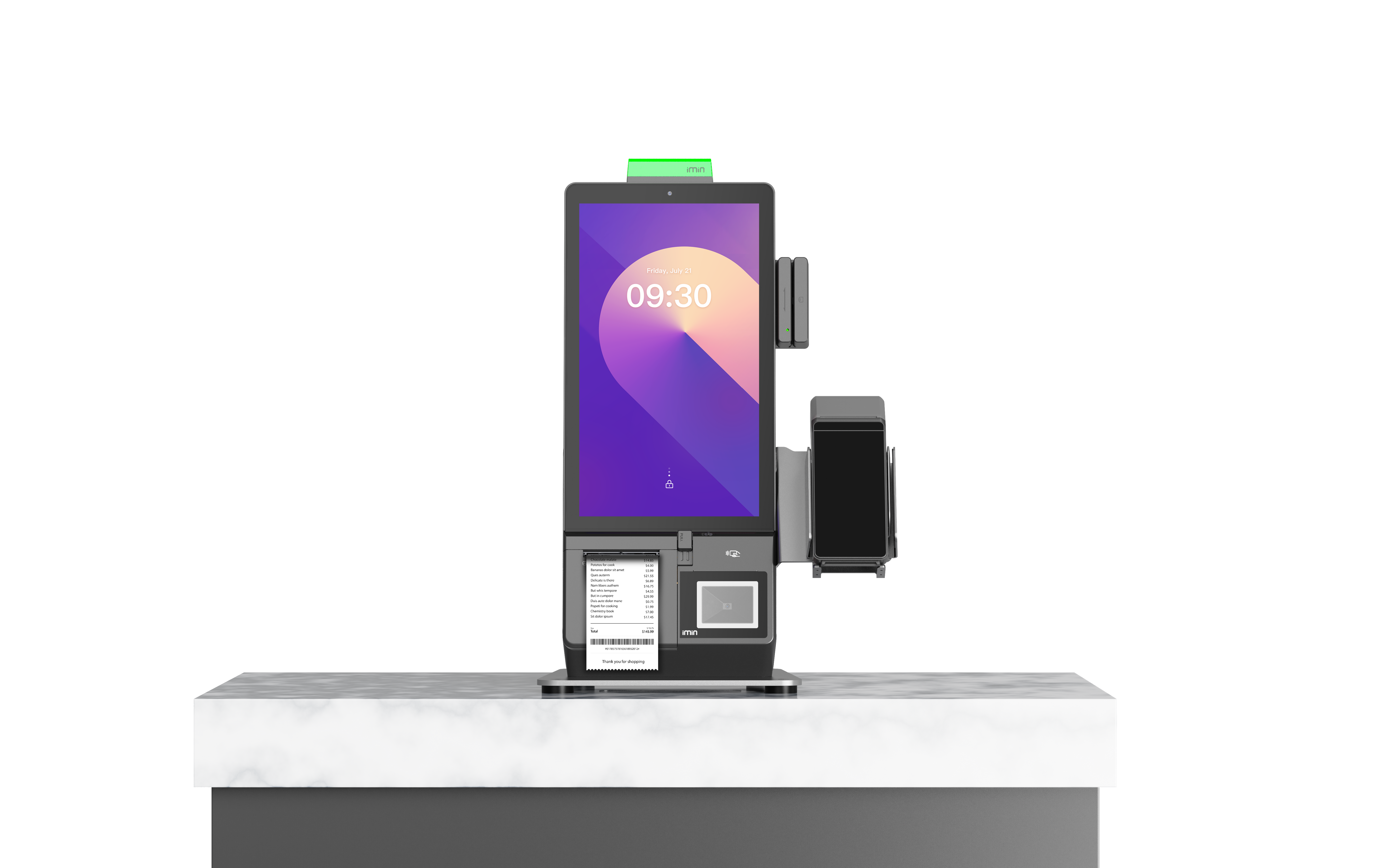IMIN  HERON 1 MINI (RETAIL EDITION)  ANDROID 15  8-CORE, 2.0GHZ  15.6"  WIFI 6  BT  NFC  80MM PRINTER  DUAL CAMERA  RETAIL SCANNER  GMS  BLACK  8GB+128GB