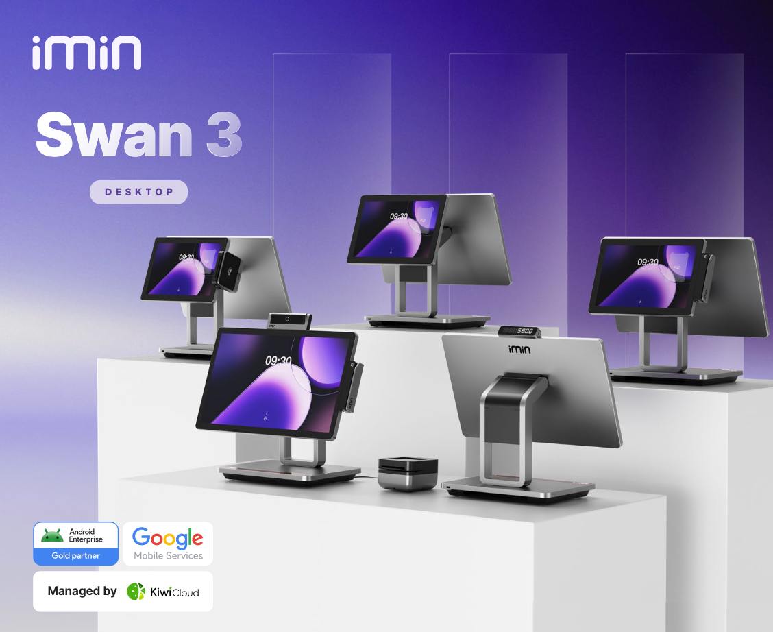 IMIN SWAN 3 PRO ANDROID 15 8-CORE, 2.6GHZ 15.6"+10.1" WIFI 6E BT NFC GMS GREY 4GB+64GB